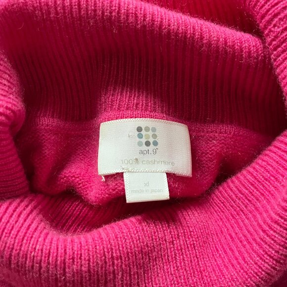 Womens Apt. 9 100% Cashmere Cowl Turtle Neck Sweater Size Large Hot Pink - Picture 3 of 3